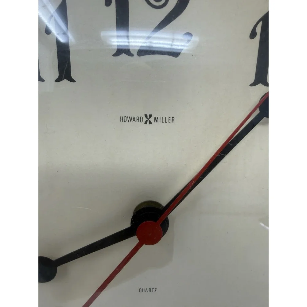 Howard Miller Vintage Wall Clock Rectangle Tiger Oak TESTED  #612-242 Model